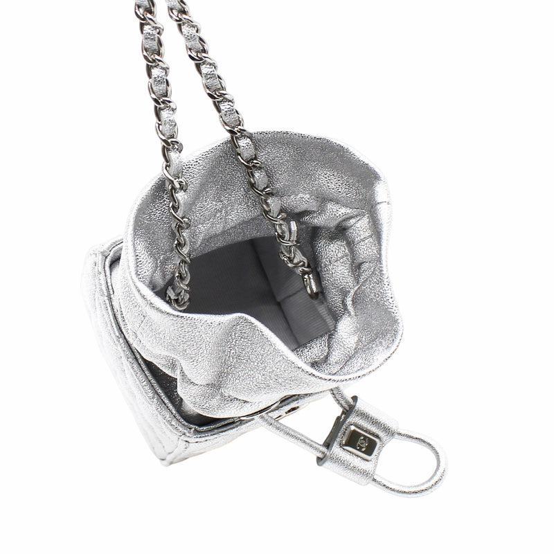 silver clutch with chain mini bucket ghw seri 31 - L'UXE LINK