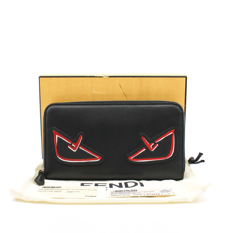 monster eyes long zip wallet black phw - L'UXE LINK