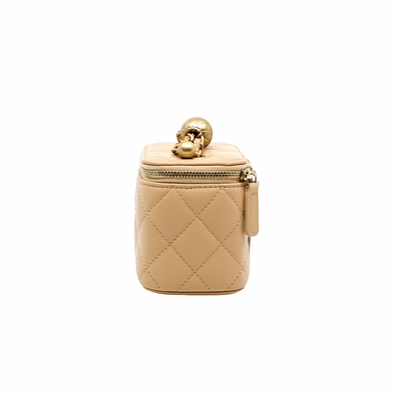 vanity case small lambskin beige  ghw seri 31 - L'UXE LINK