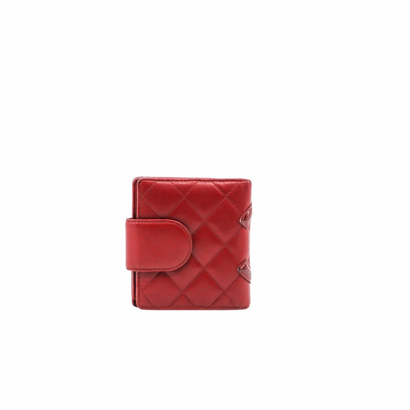 Cambon CC Bifold Quilted Lambskin Wallet Red