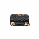 thumbnail mini flap bag with handle black lambskin ghw seri 31