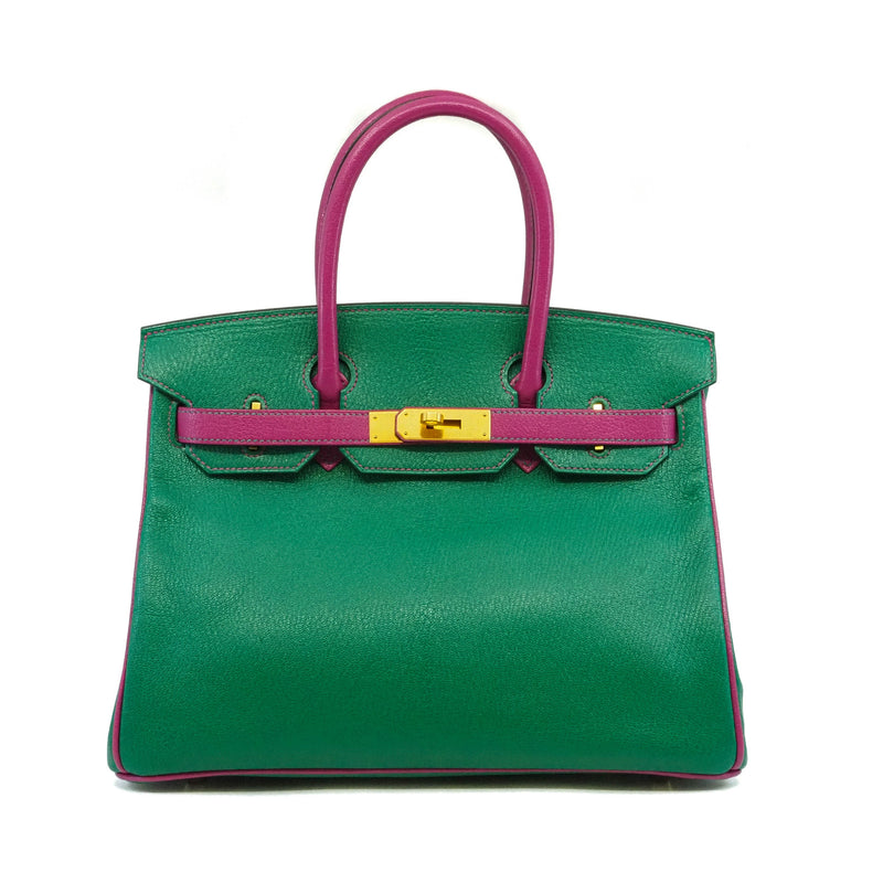 birkin 30 in goat green /l3 ghw C stamp - L'UXE LINK