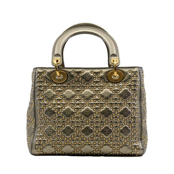 lady dior medium gold with studs - L'UXE LINK