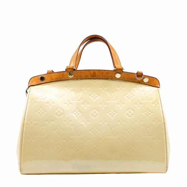 BREA HANDBAG MONOGRAM VERNIS MM milky White PATENT GHW - L'UXE LINK