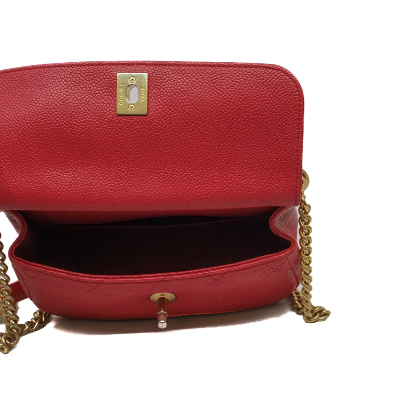 top handle caviar flap chain side bag red seri 23