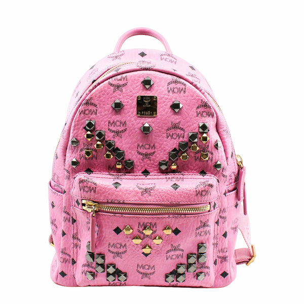 METALLIC VISETOS STUDDED SMALL DUAL STARK BACKPACKL PINK  GHW