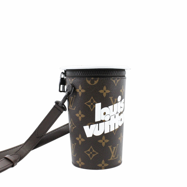 Coffee Cup Convertible Pouch Everyday Signature Vintage Monogram Canvas - L'UXE LINK