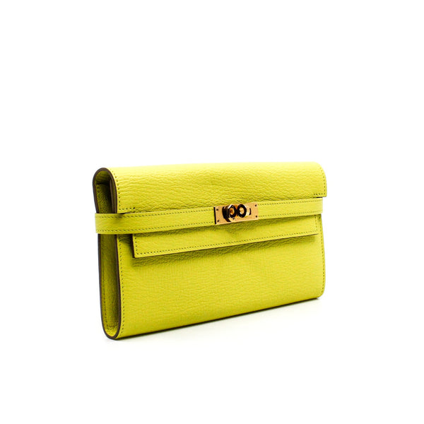 kelly long wallet goat 9r yellow ghw - L'UXE LINK