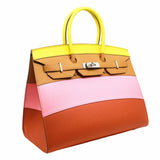 thumbnail birkin 35 SILLIER espom AA line rainbow in lime/sesame/confetti/terre bat Y STAMP  PHW - L'UXE LINK