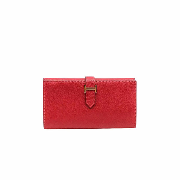 bearn long wallet red  double flap ghw R stamp