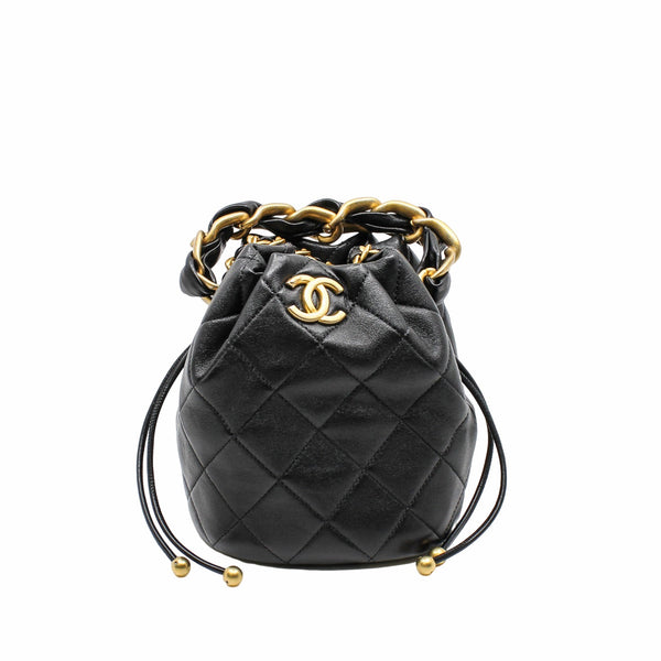 bucket bag with chain handle black ghw seri 30 - L'UXE LINK