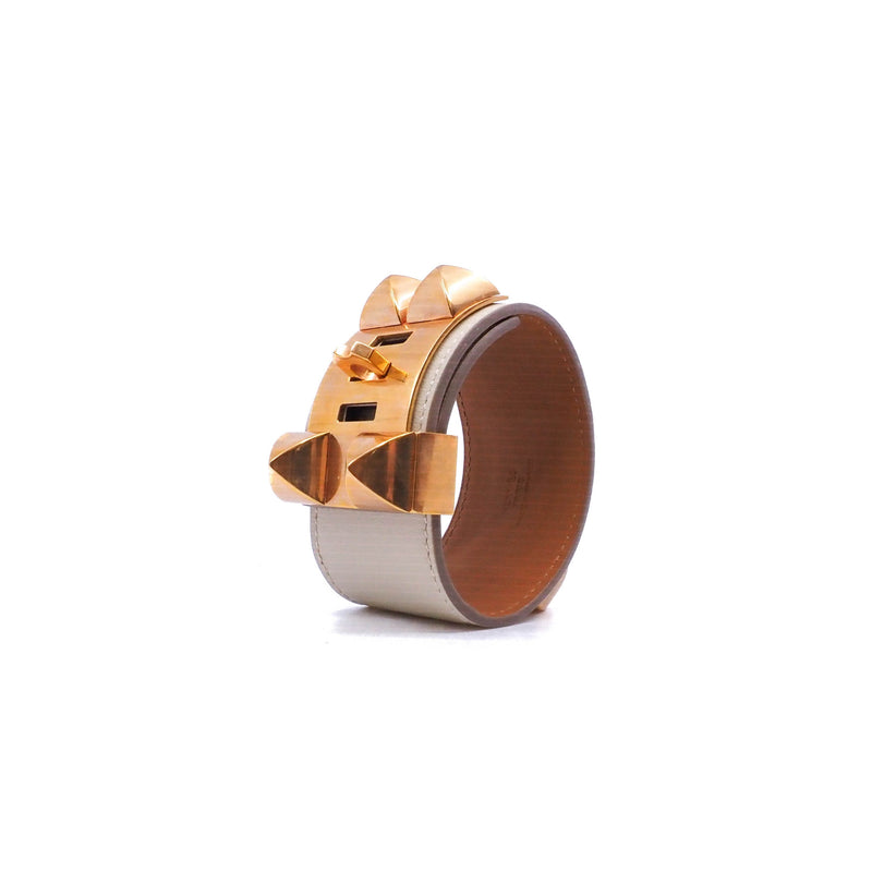 cdc bracelet in leather nata ghw - L'UXE LINK