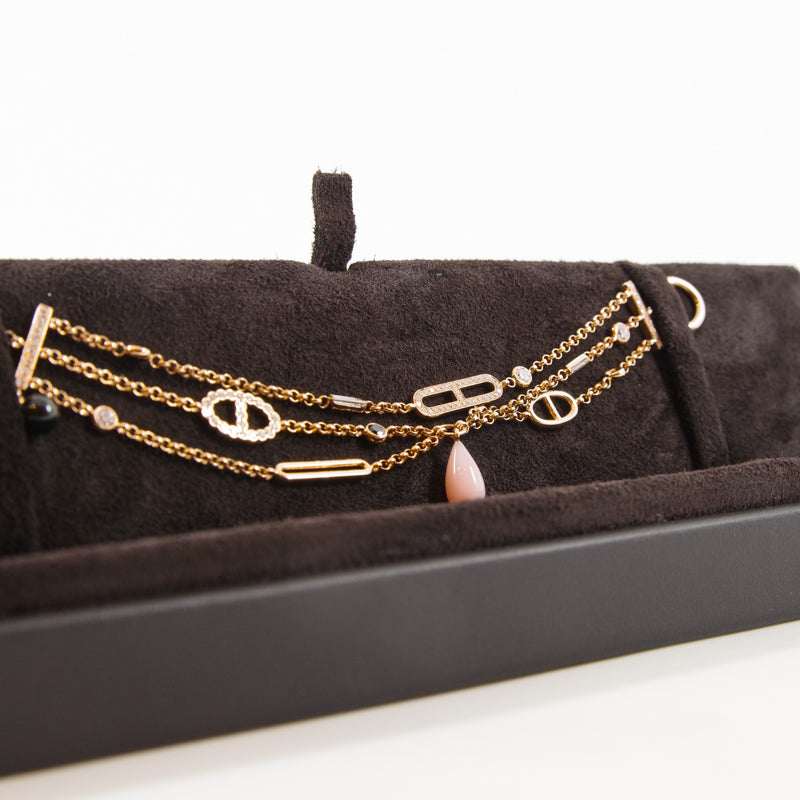 d'ancre 18k rg bracelet with diamonds amd pink jade