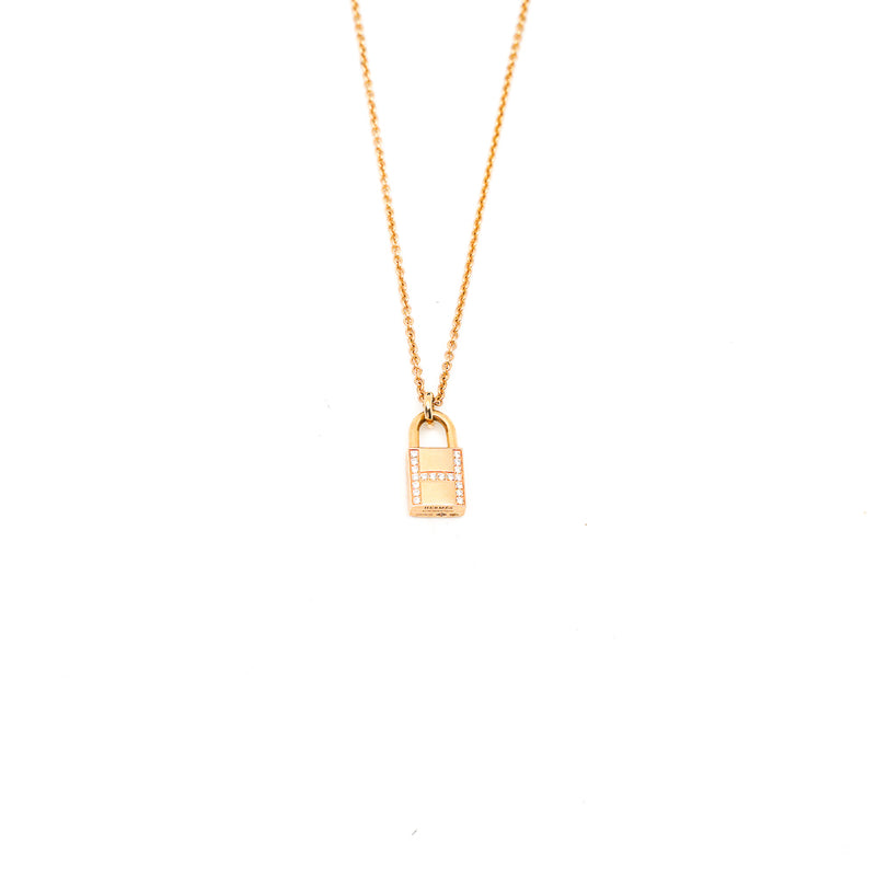 lock necklace with diamonds in 18k rg #21W135124