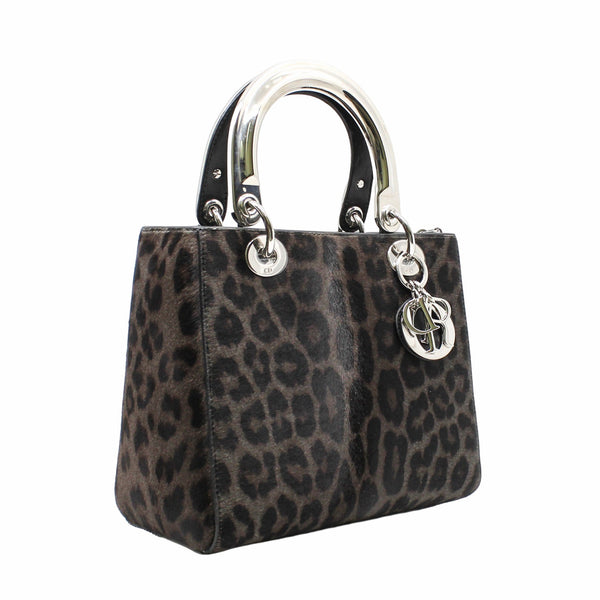 lady dior medium  lepard print horse fur phw - L'UXE LINK