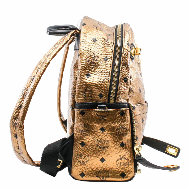 Metallic Visetos Studded Small Dual Stark Backpack Gold ghw