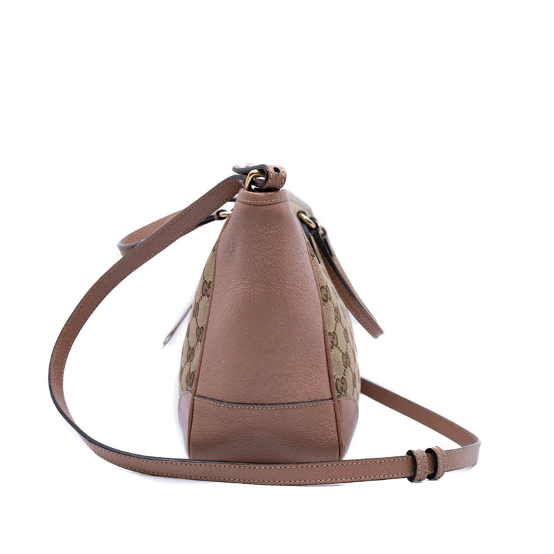 small tote top handle crossbody in surpeme brown/beige ghw