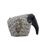 thumbnail elephant shoulder bag in fabric blue/leather black ghw - L'UXE LINK